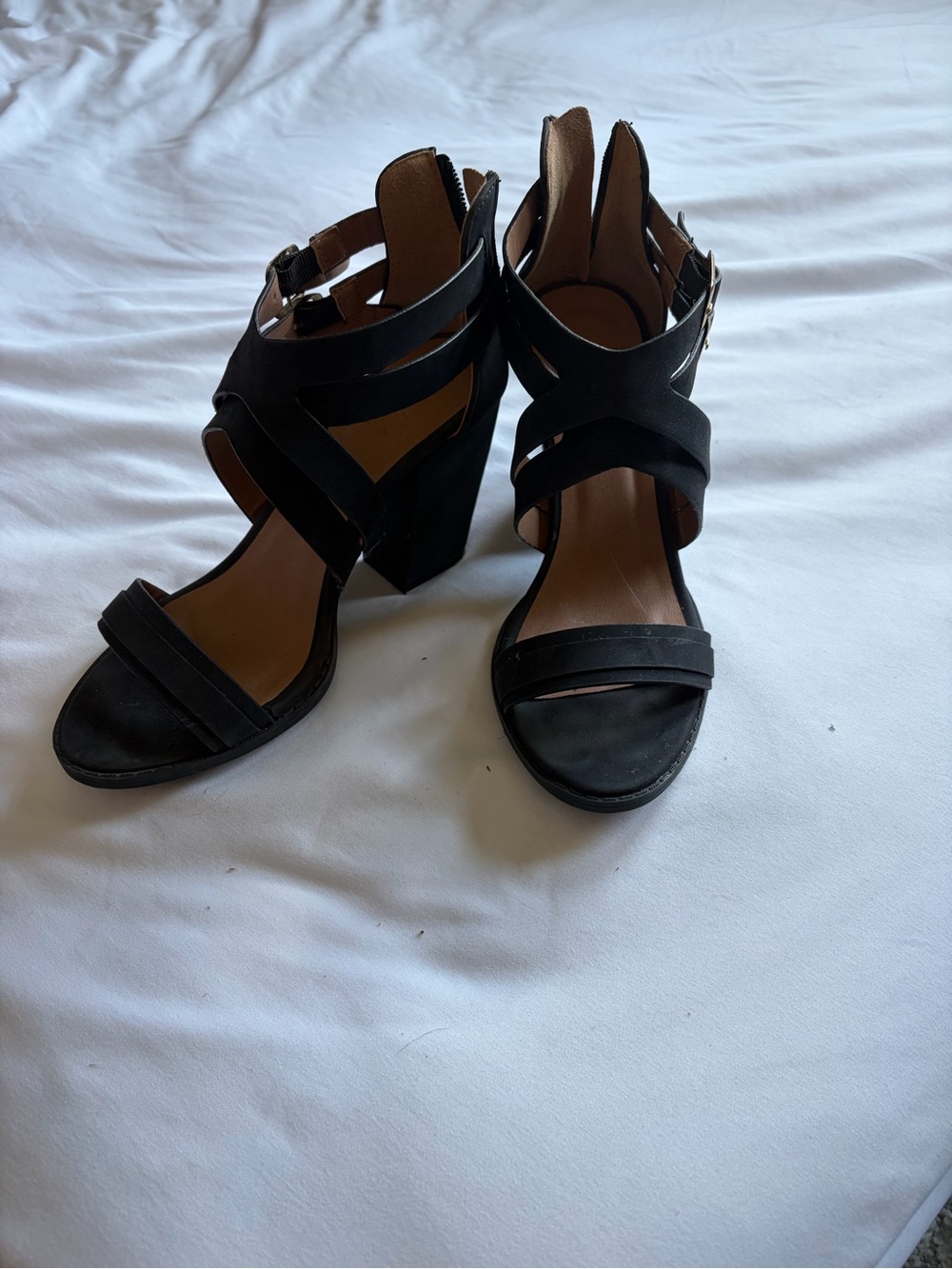 Women’s Black Strappy Block Heel Sandals